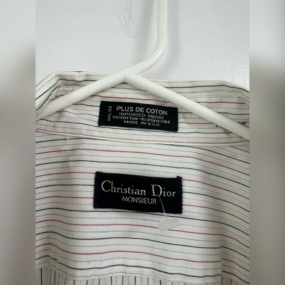 Christian Dior Vintage Striped button up with logo Size 15 1/2 $590 - Picture 2 of 4